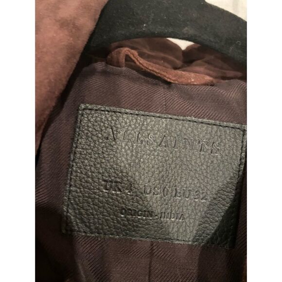 All Saints Purple Huxley Leather Biker Jacket - Picture 11 of 11